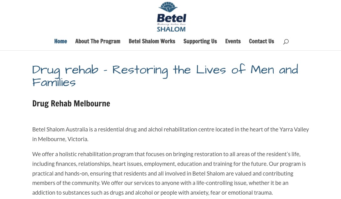 betel shalom australia drug & alcohol rehab treatment clinic melbourne