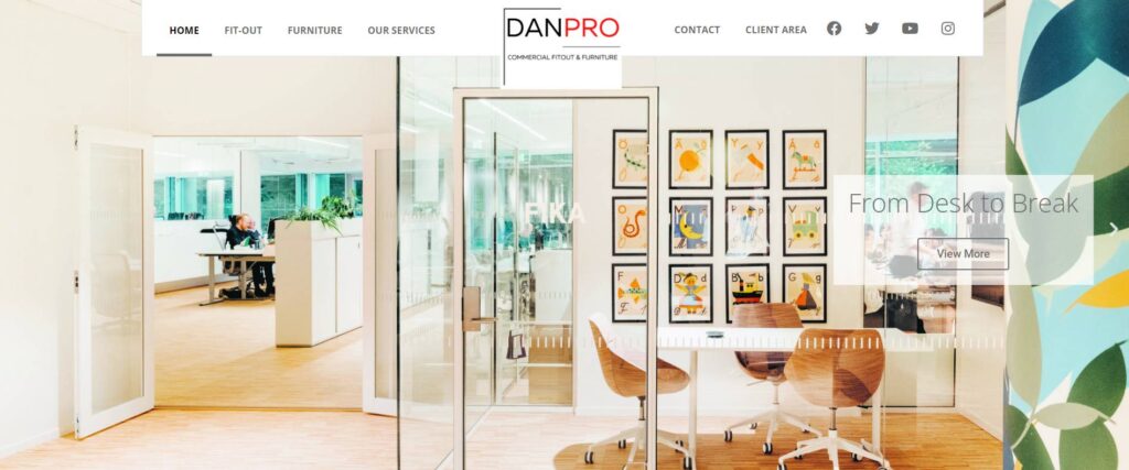 danpro commercial fitout & furniture stand up office desk australia